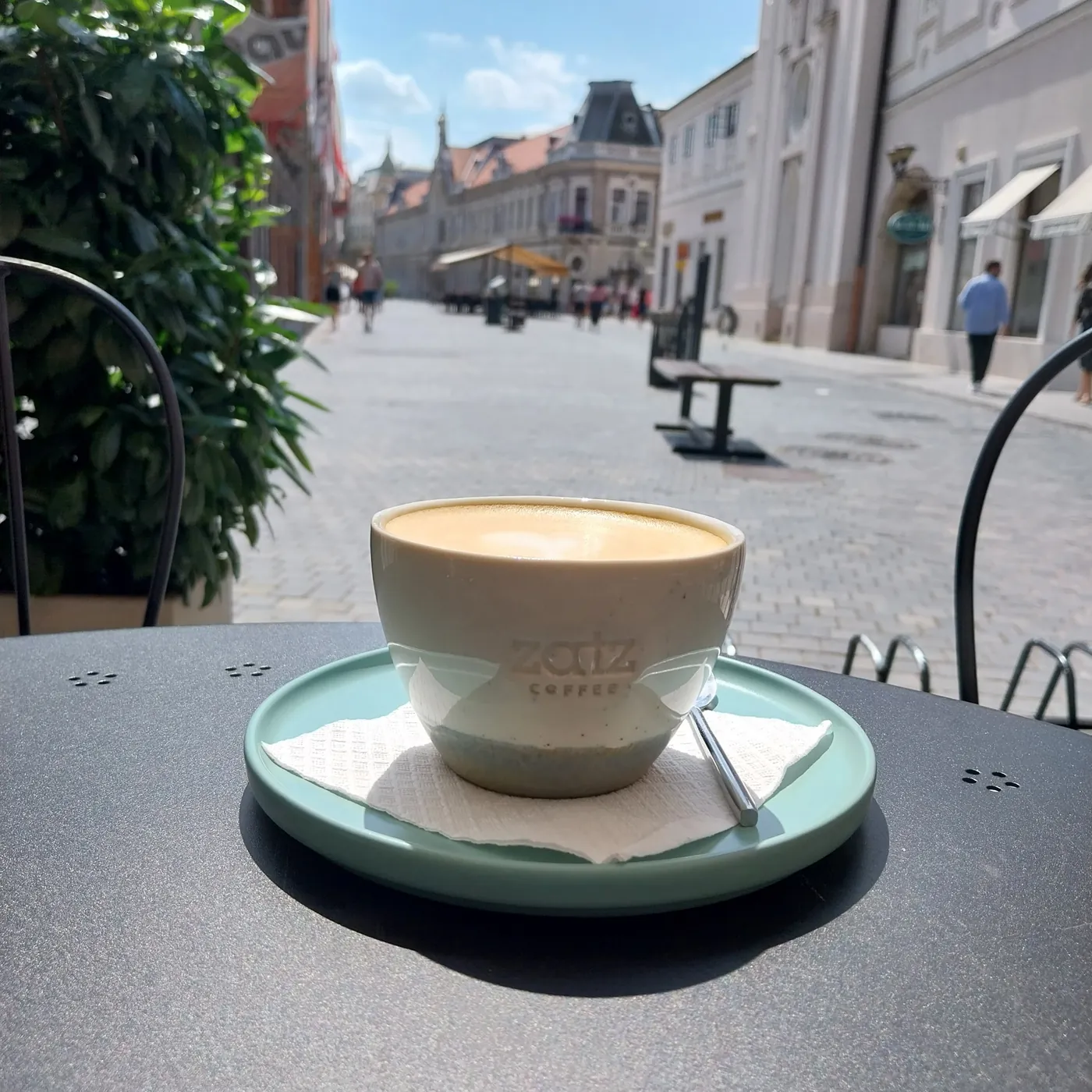 Cappuccino ZATZ pe terasa de pe Calea Republicii